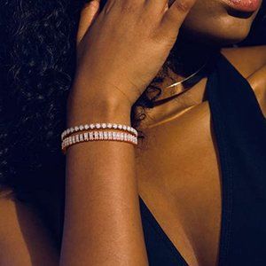 NEW 18K Gold Plated Cubic Zirconia Adjustable Tennis Bracelet